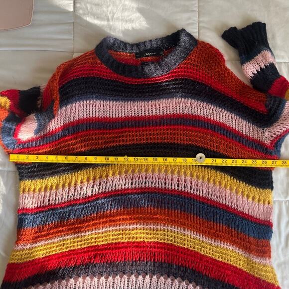Zara Womens Oversized Stripped Knit Sweater Mohair Italian Yarn Multicolor Small - Picture 6 of 8